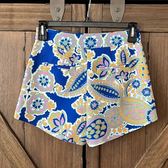 Zara High Rise Flat Front Paisley Zip Up Shorts Size Small - Picture 2 of 4